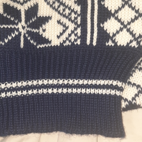 DALE OF NORWAY Wool Sweater Nordic Fair Isle Vintage Knit Navy Blue Cream L 44 - Picture 3 of 9